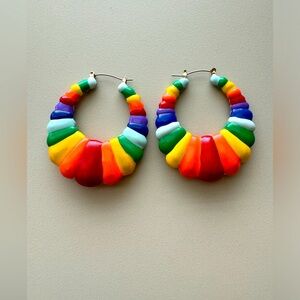 Retro Pride Rainbow Hoop Earrings